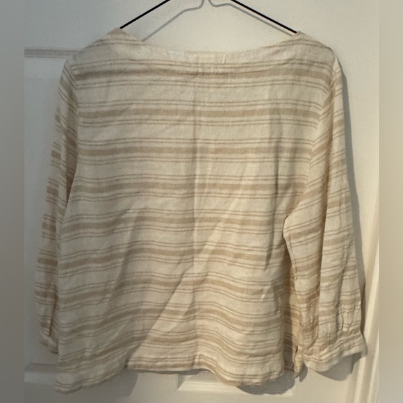 Sigrid Olsen Linen blend Top blouse pull over stripes light airy office street S - Picture 2 of 4
